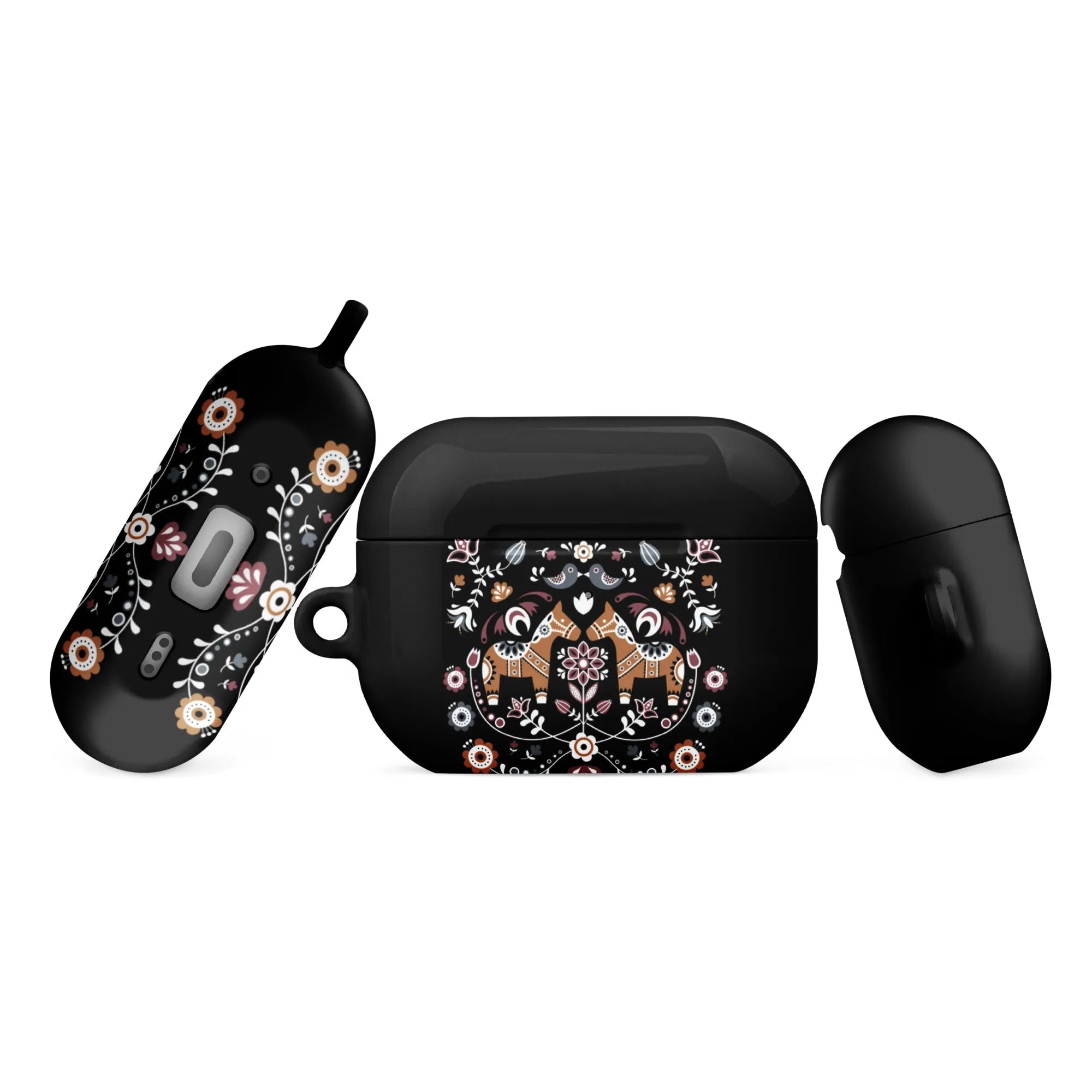 Swedish Dala Horse AirPod Pro 2 Case - Black - The Global Wanderer