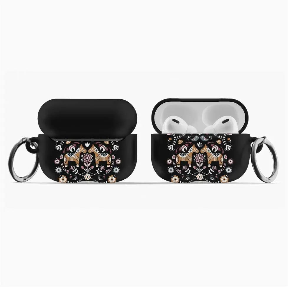 Swedish Dala Horse AirPod Pro Case - Black - The Global Wanderer
