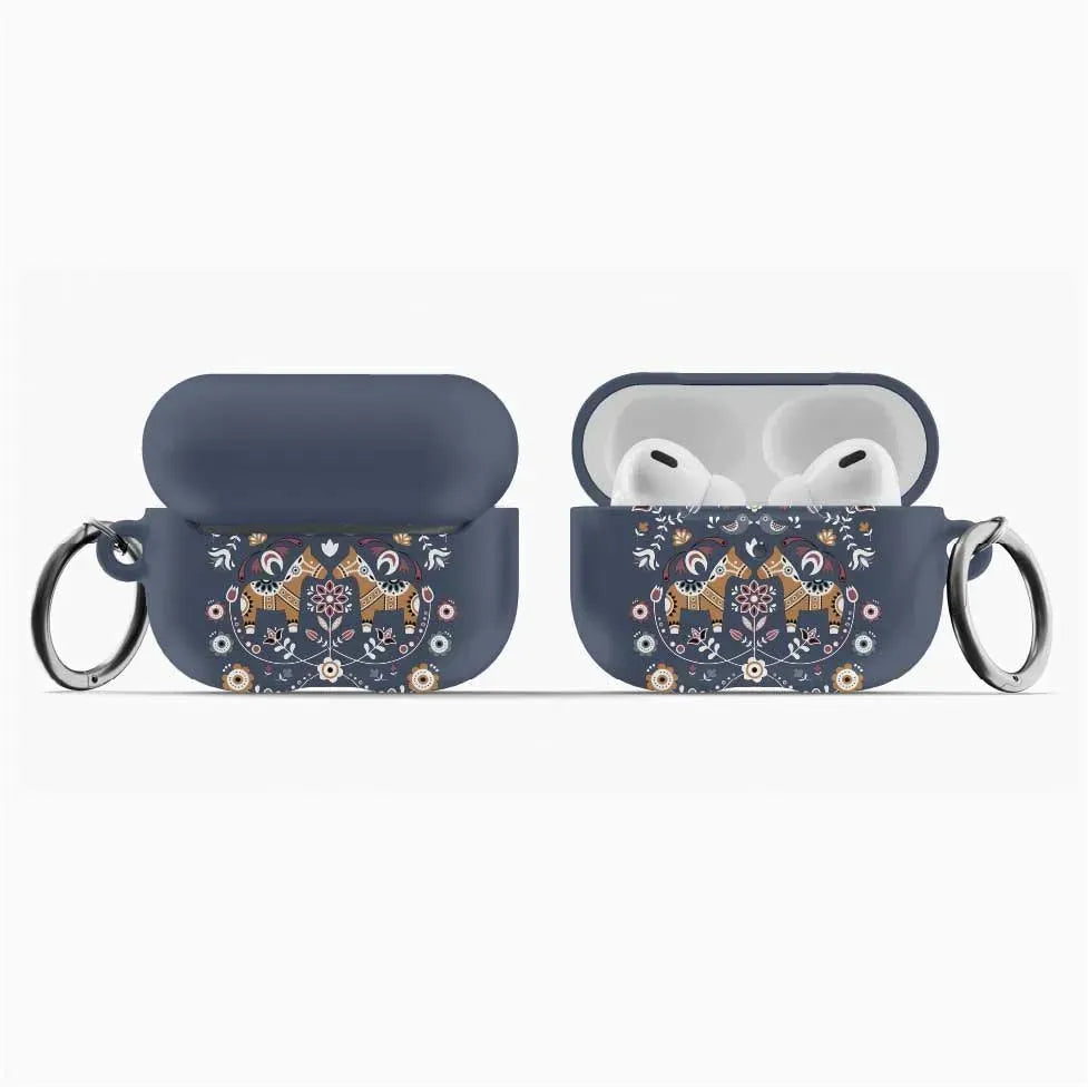 Swedish Dala Horse AirPod Pro Case - Blue - The Global Wanderer