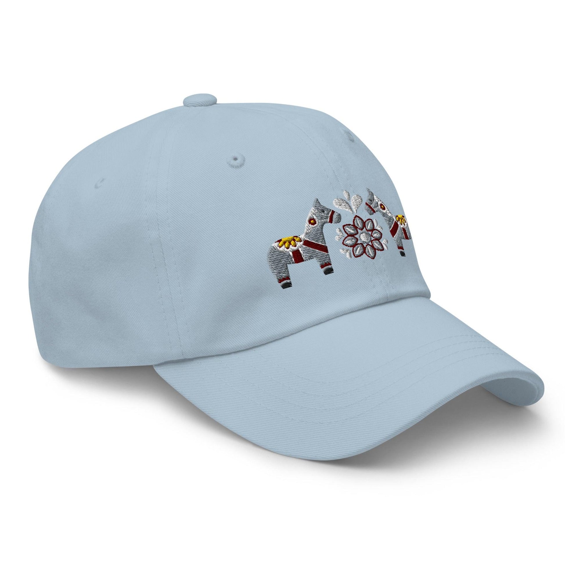 Swedish Dala Horse Embroidered Dad Hat - Gray - The Global Wanderer