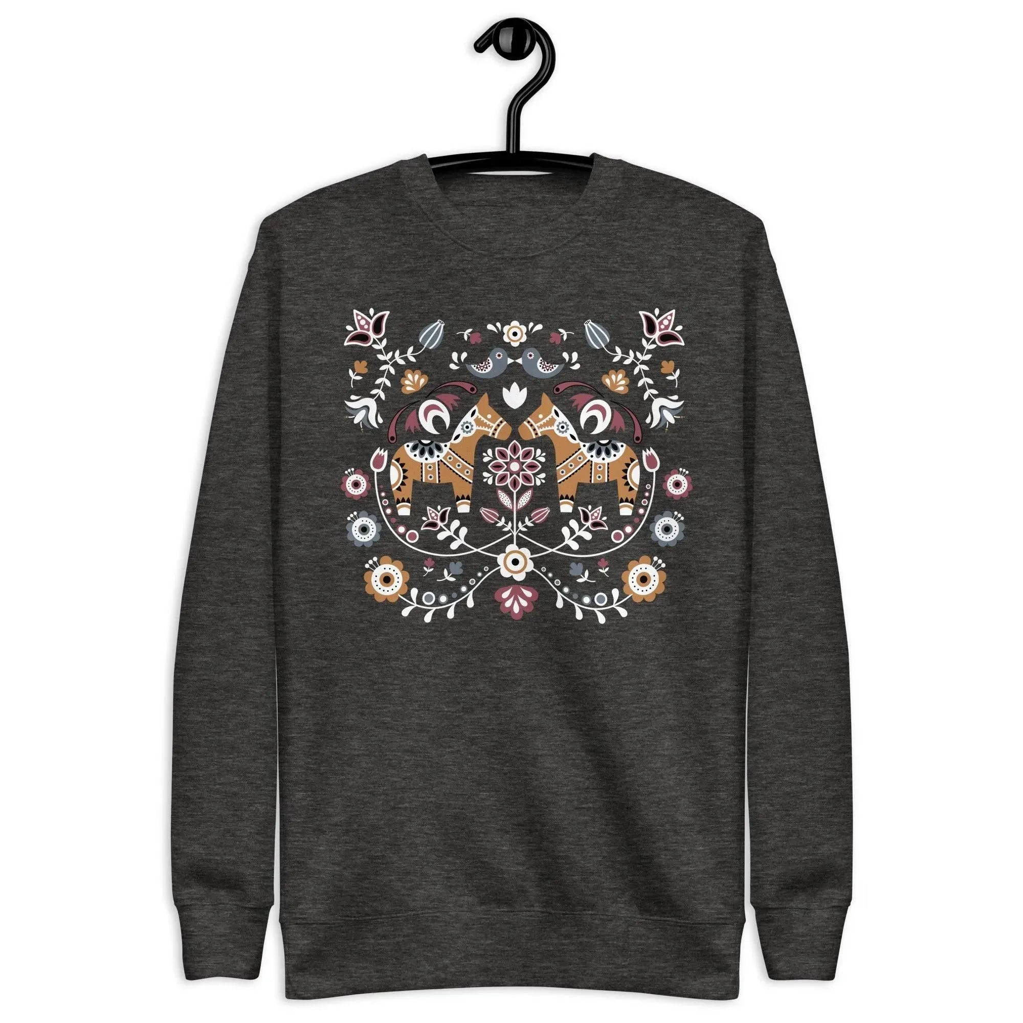 Swedish Dala Horse Fleece Sweatshirt - Dark - The Global Wanderer