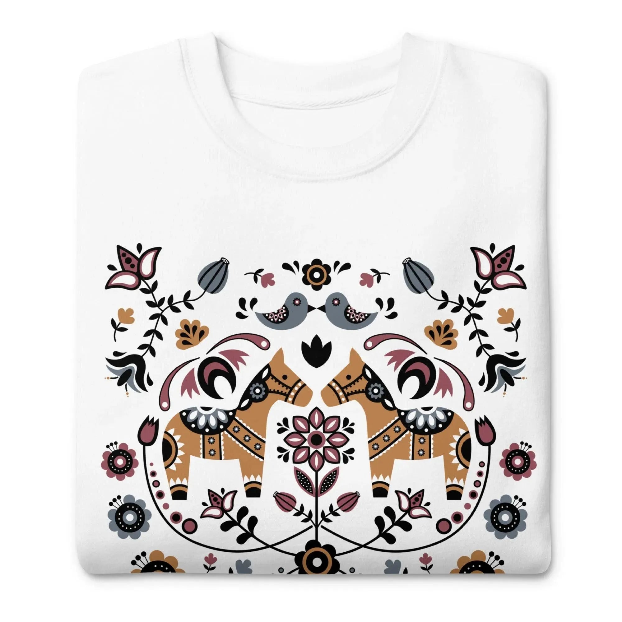 Swedish Dala Horse Fleece Sweatshirt - Light - The Global Wanderer