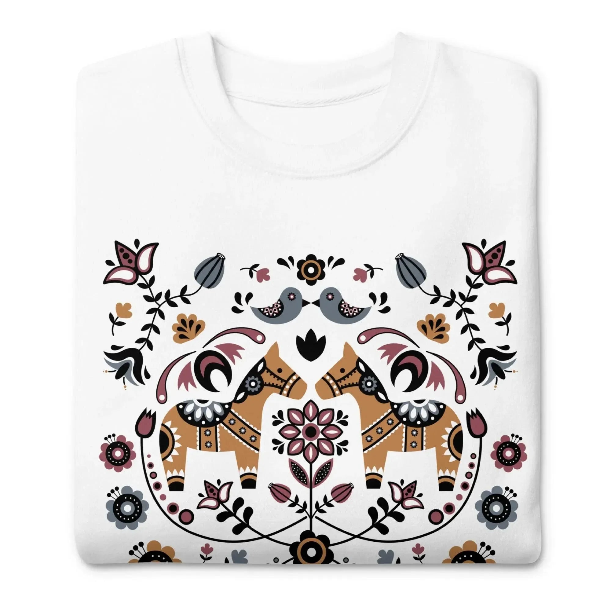 Swedish Dala Horse Fleece Sweatshirt - Light - The Global Wanderer