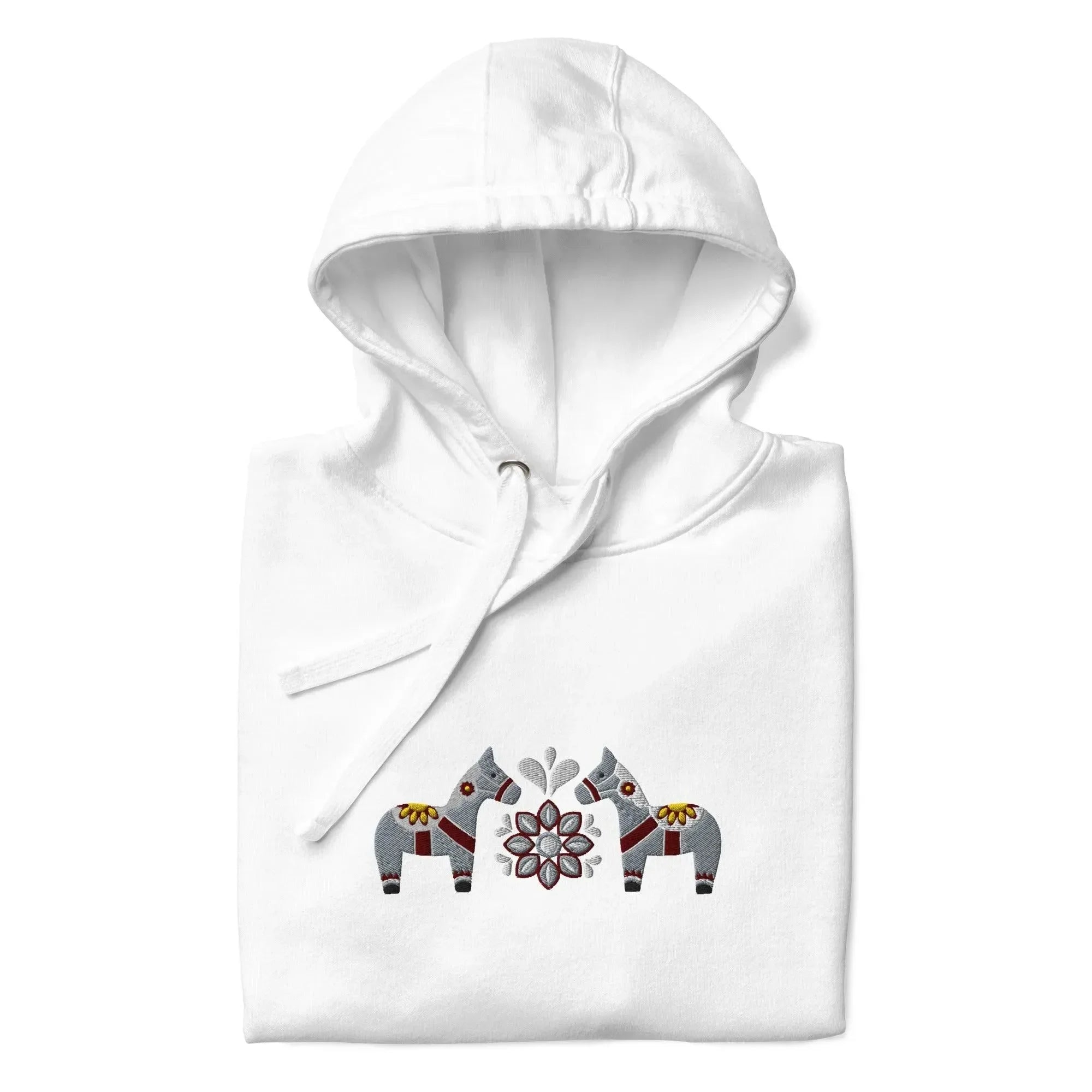 Swedish Gray Dala Horse Embroidered Hoodie - The Global Wanderer