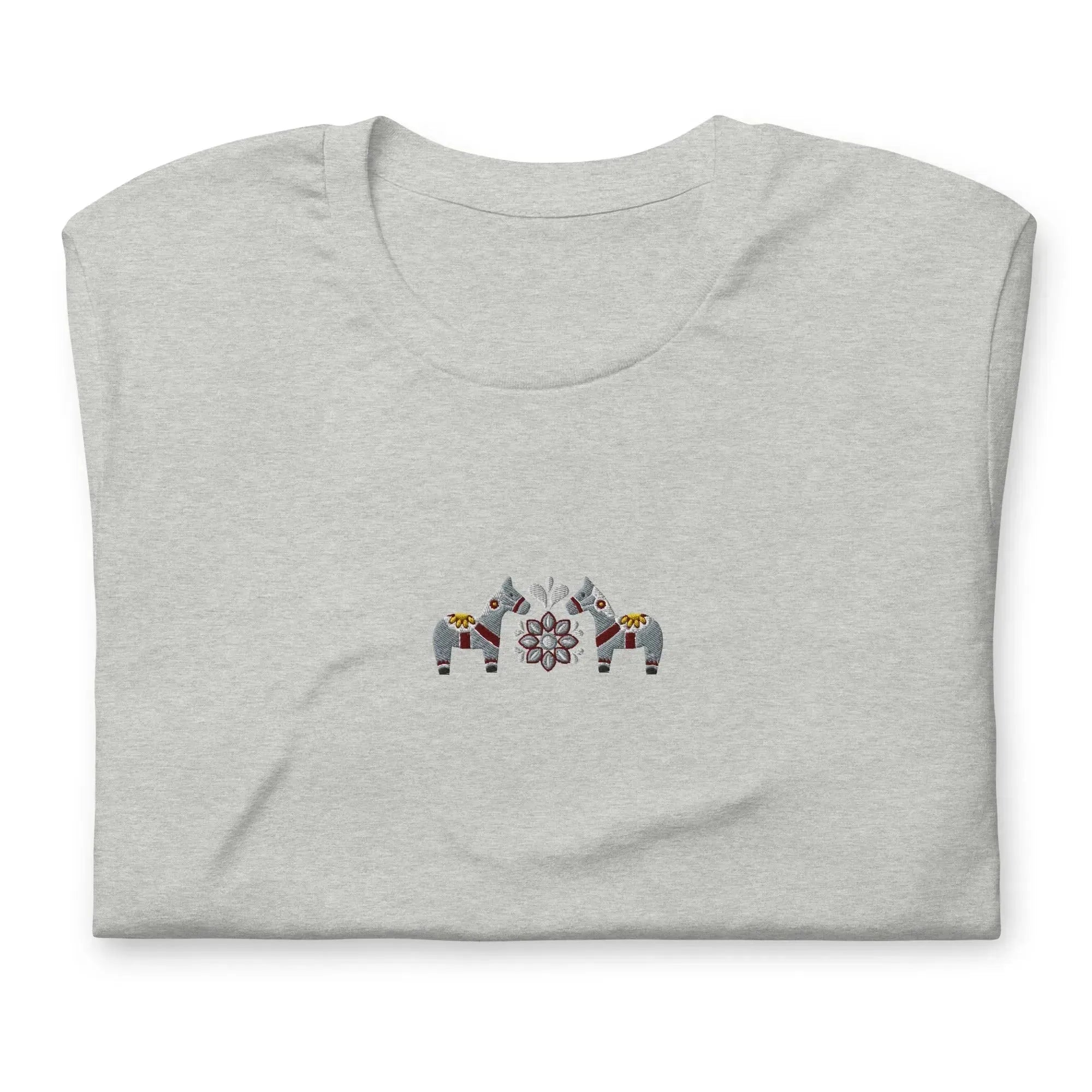 Swedish Gray Dala Horse Embroidered T-Shirt - The Global Wanderer