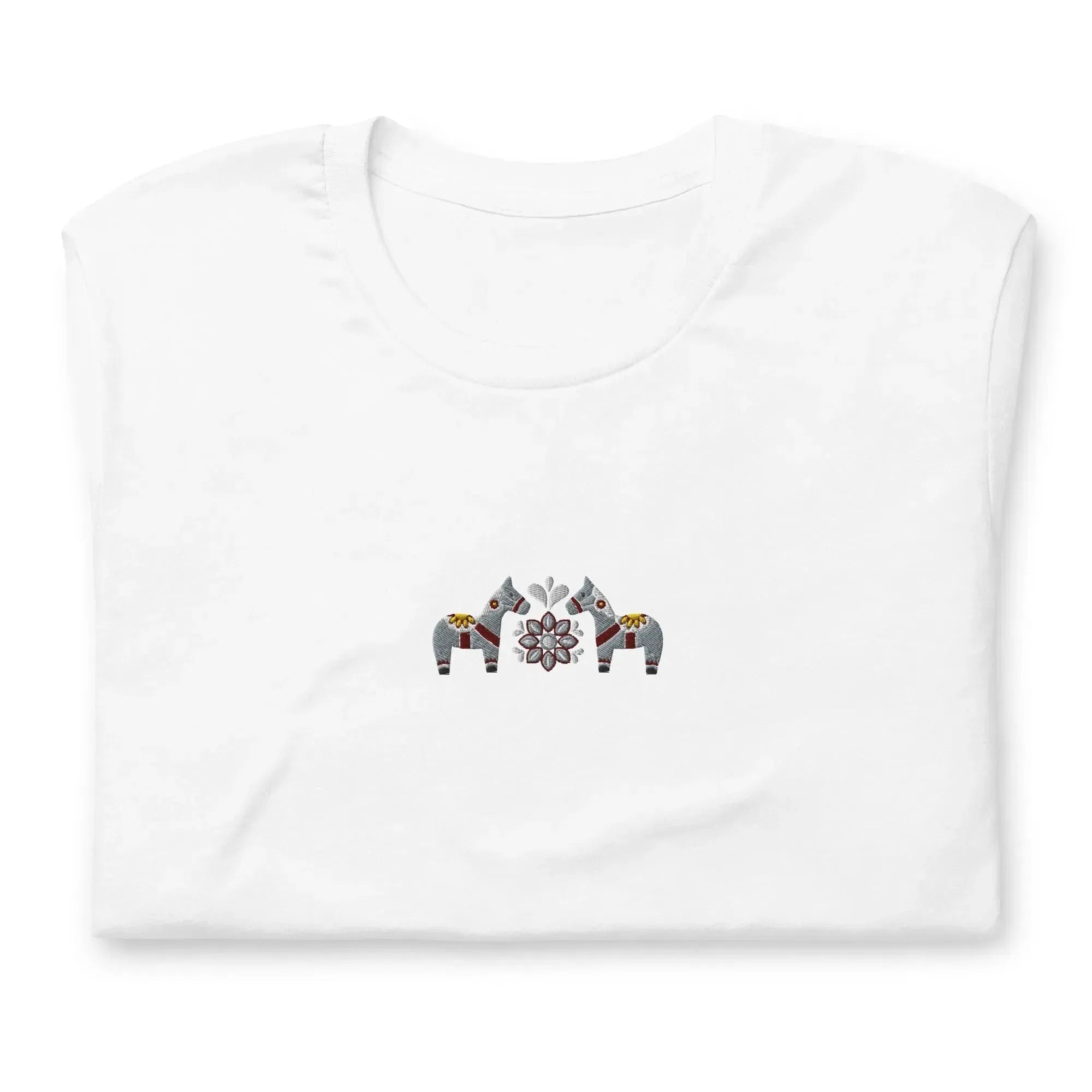 Swedish Gray Dala Horse Embroidered T-Shirt - The Global Wanderer