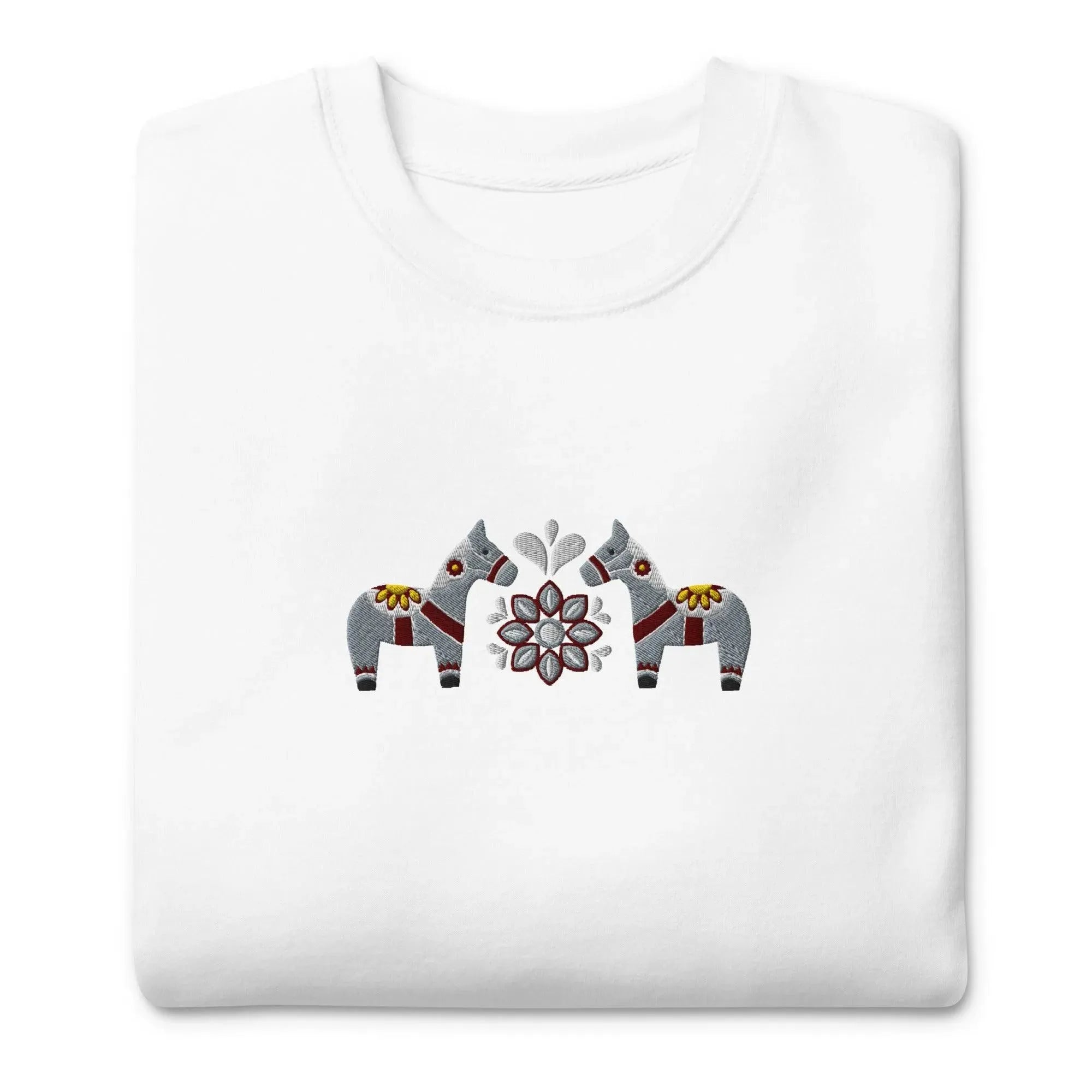 Swedish Gray Dala Horse Sweatshirt - Embroidered - The Global Wanderer