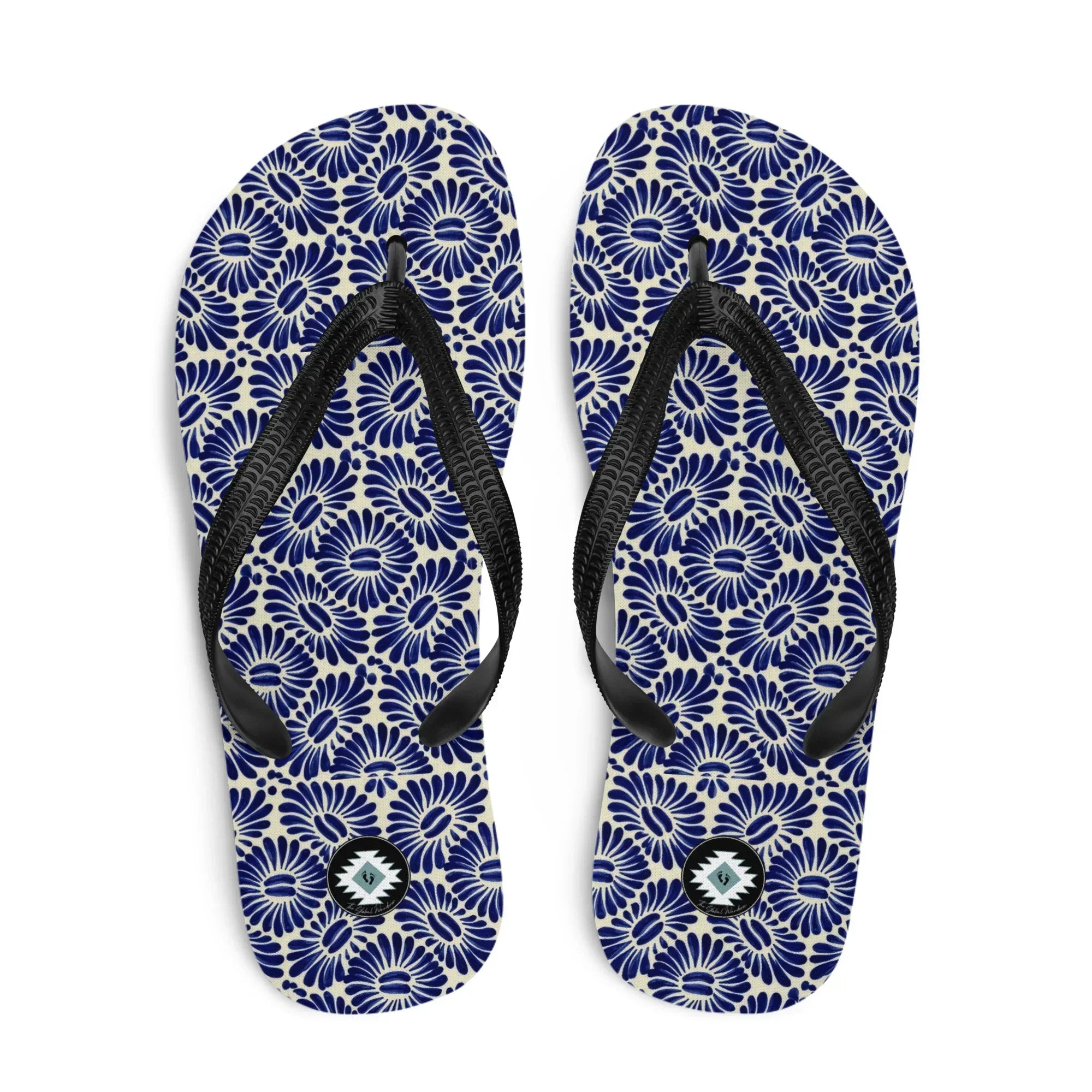 Tlaxcala Talavera Tile Flip Flops - The Global Wanderer