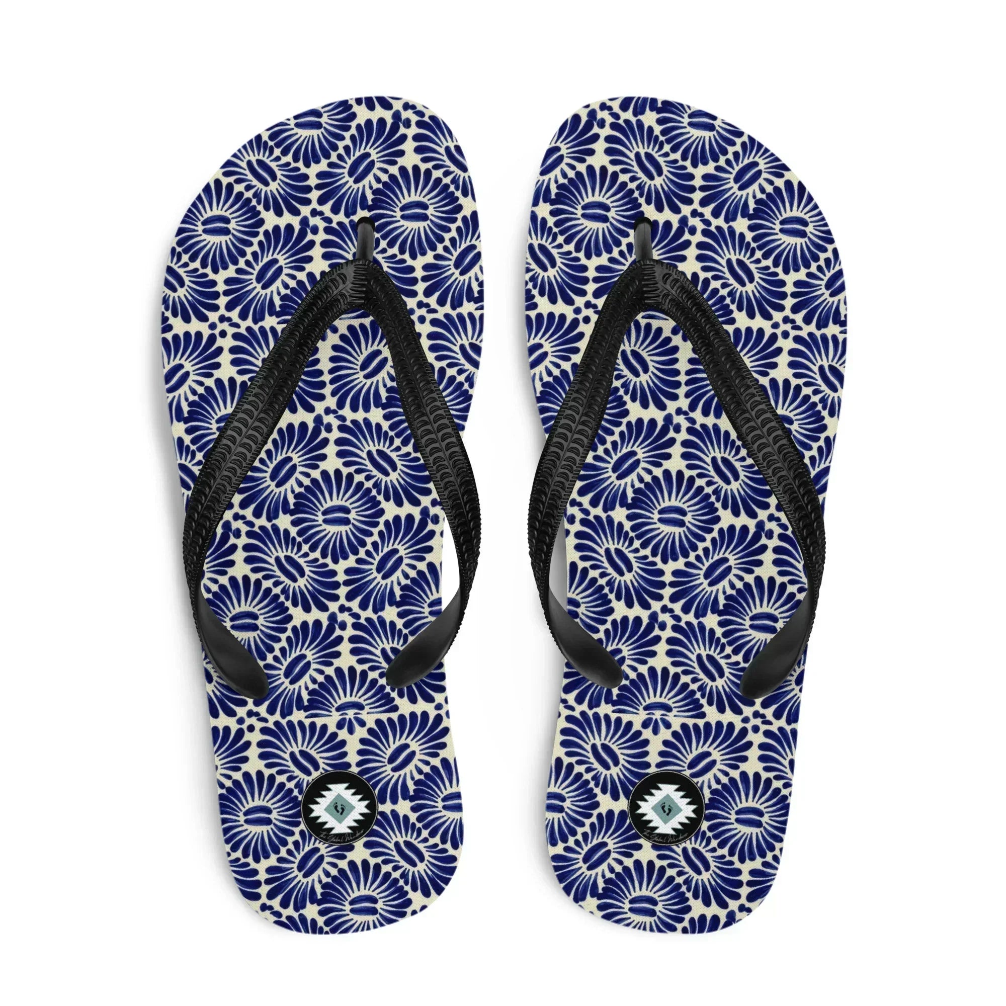Tlaxcala Talavera Tile Flip Flops - The Global Wanderer