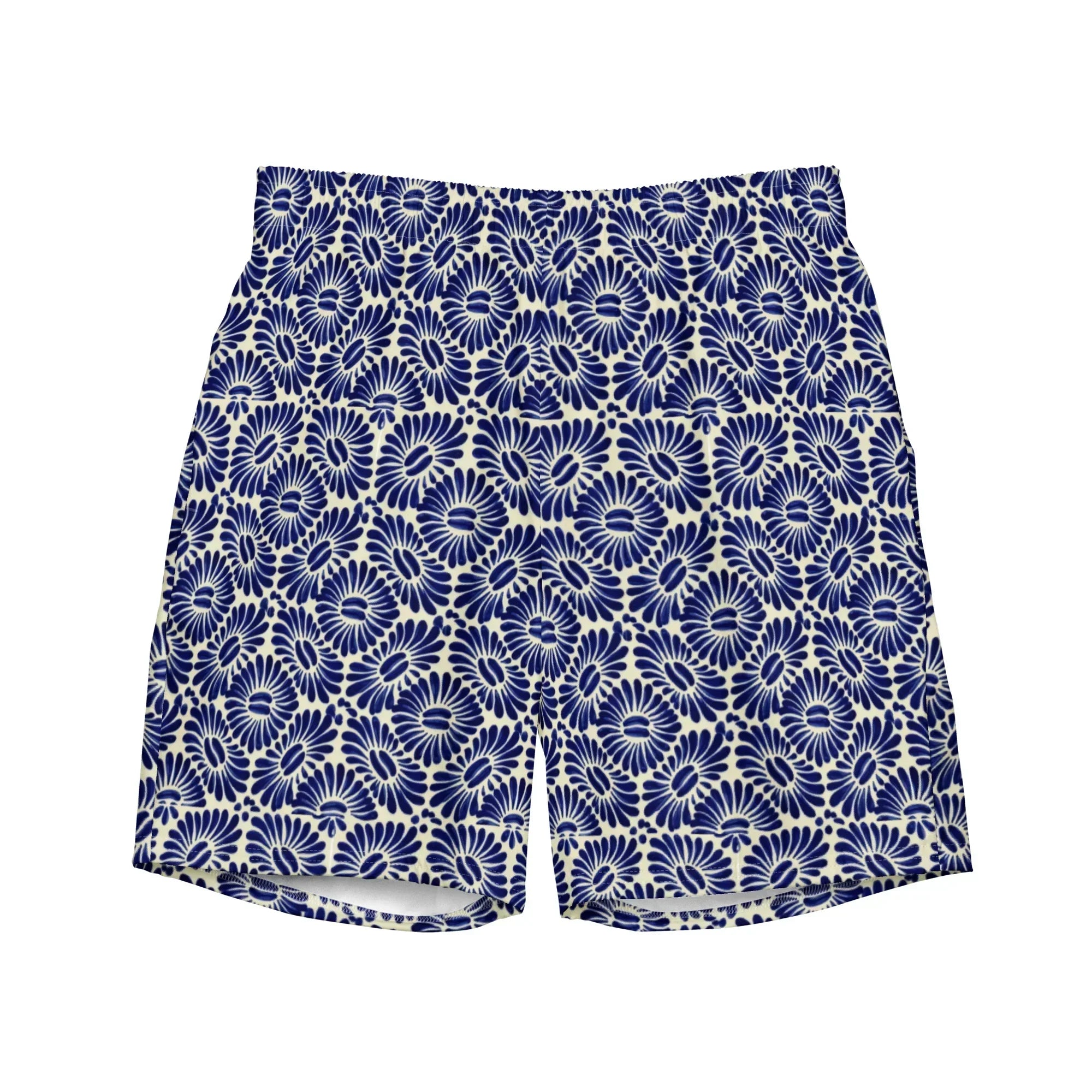 Tlaxcala Talavera Tile Recycled Swim Trunks - The Global Wanderer
