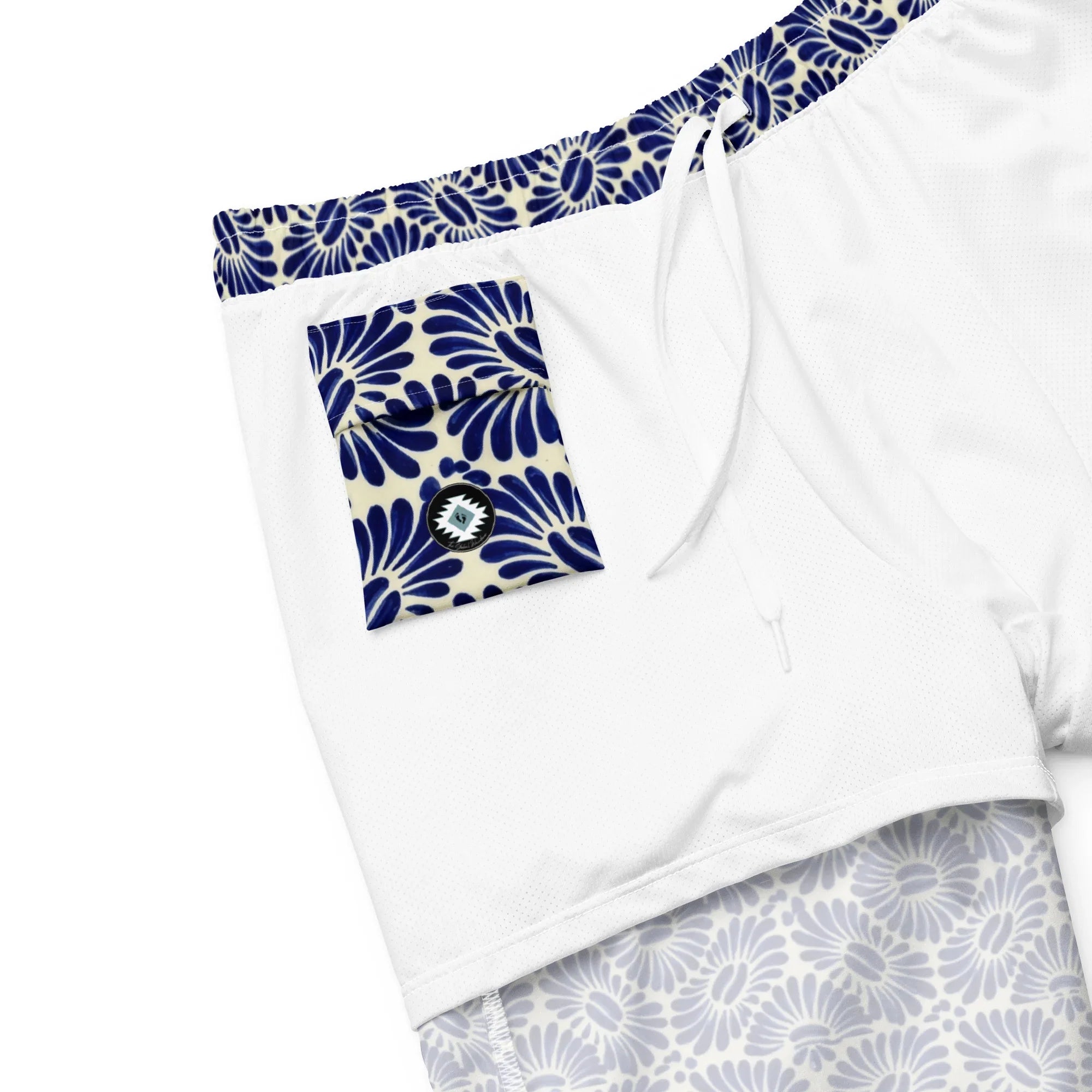 Tlaxcala Talavera Tile Recycled Swim Trunks - The Global Wanderer