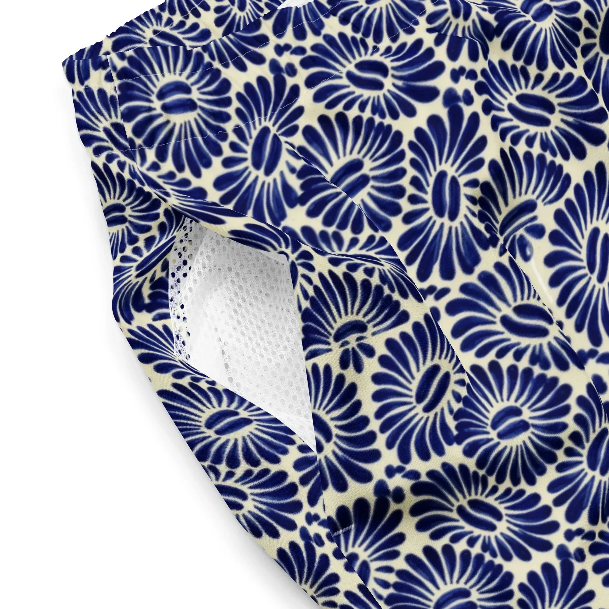 Tlaxcala Talavera Tile Recycled Swim Trunks - The Global Wanderer