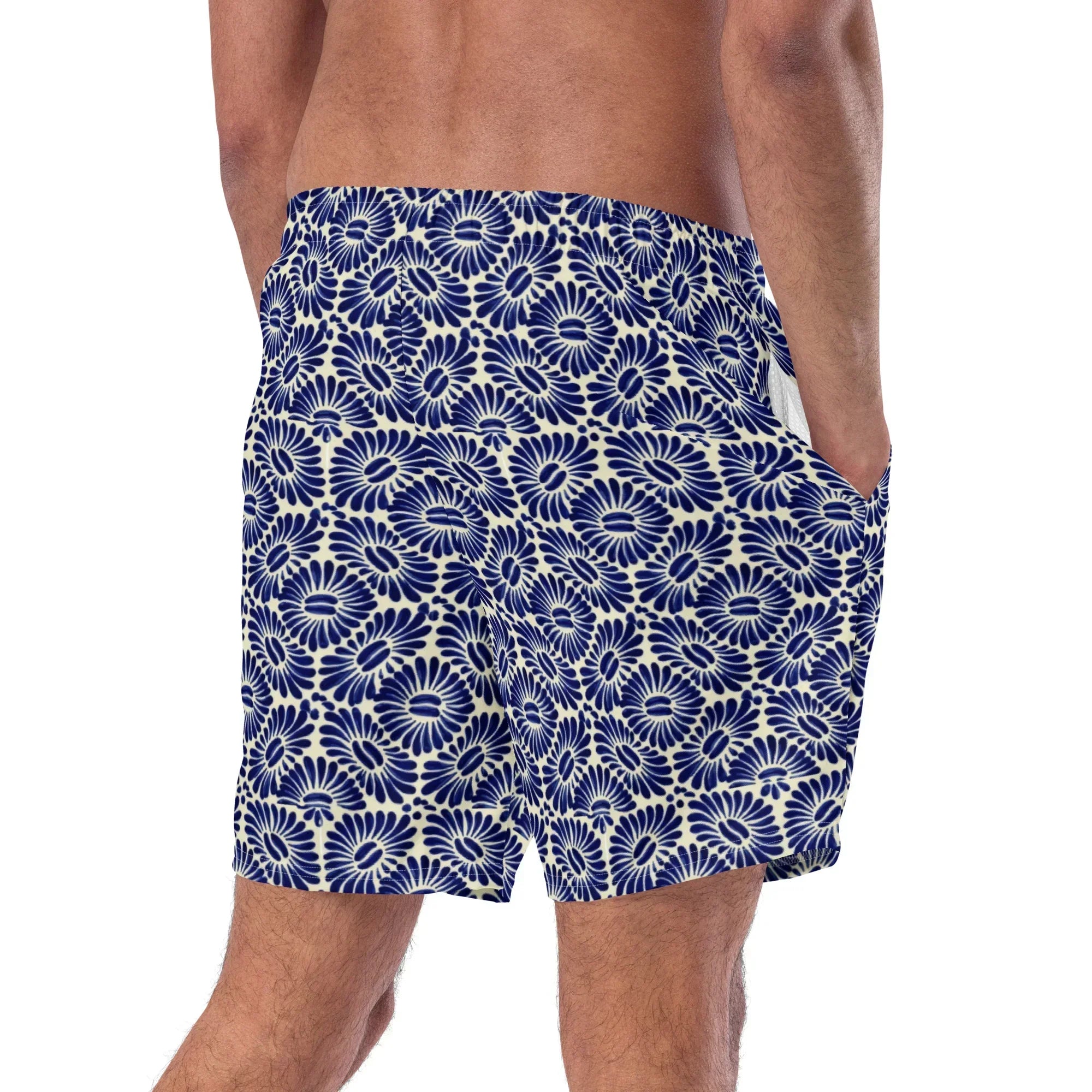 Tlaxcala Talavera Tile Recycled Swim Trunks - The Global Wanderer