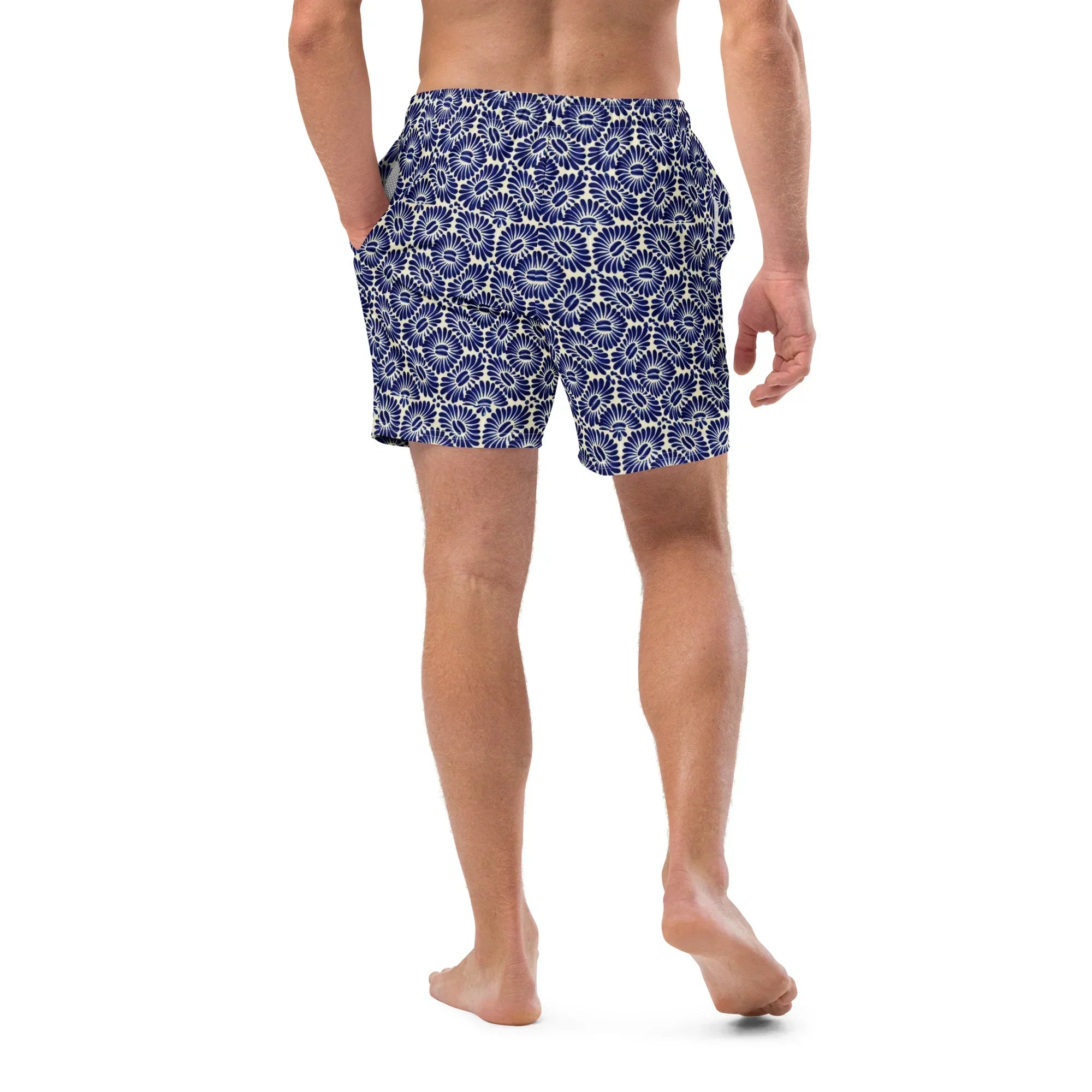 Tlaxcala Talavera Tile Recycled Swim Trunks - The Global Wanderer