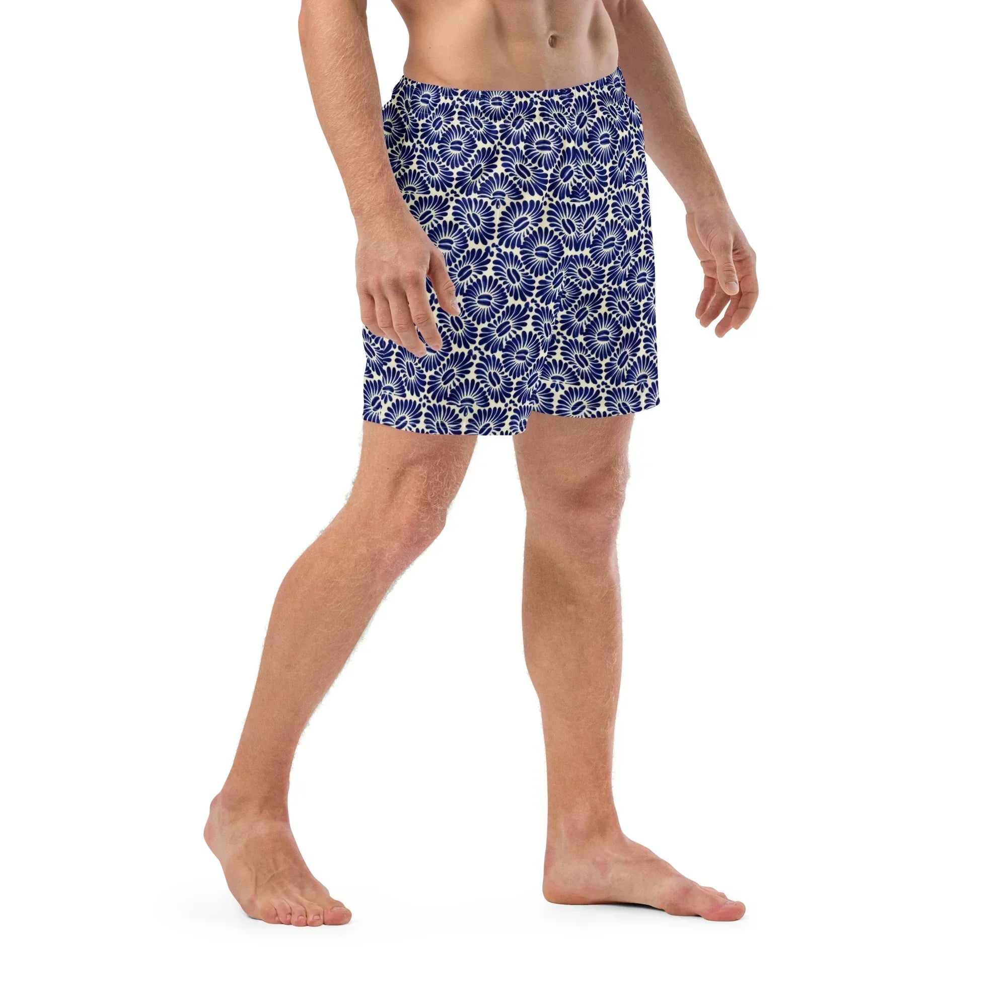 Tlaxcala Talavera Tile Recycled Swim Trunks - The Global Wanderer