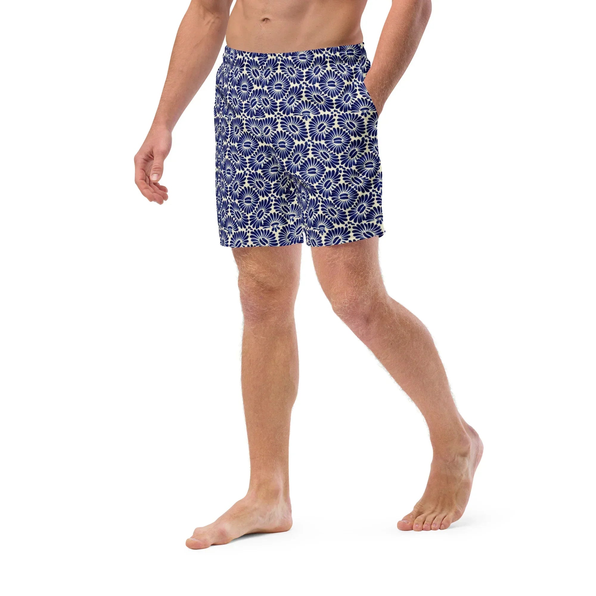 Tlaxcala Talavera Tile Recycled Swim Trunks - The Global Wanderer