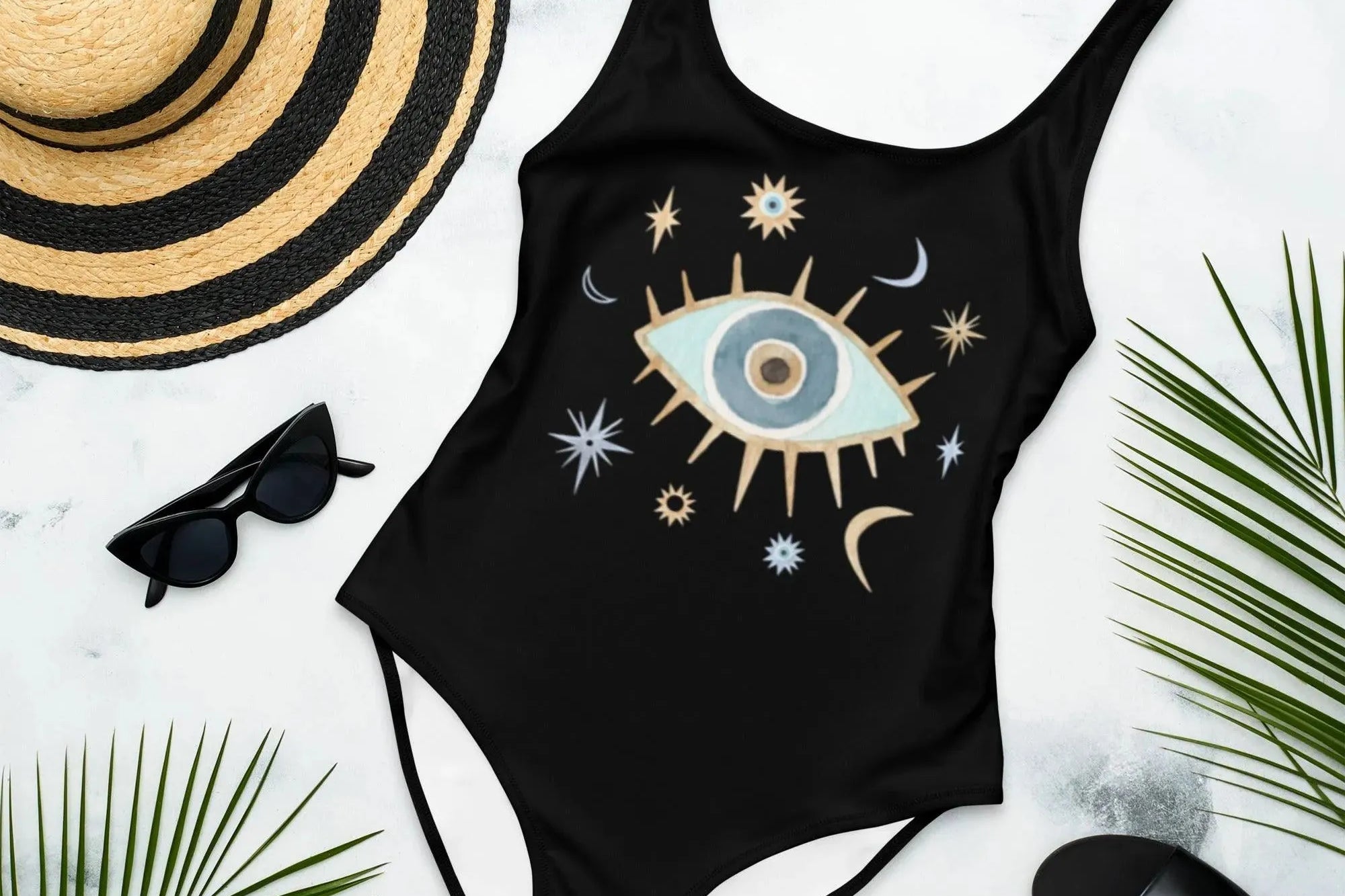 Greek Evil Eye One-Piece Swimsuit - The Global Wanderer