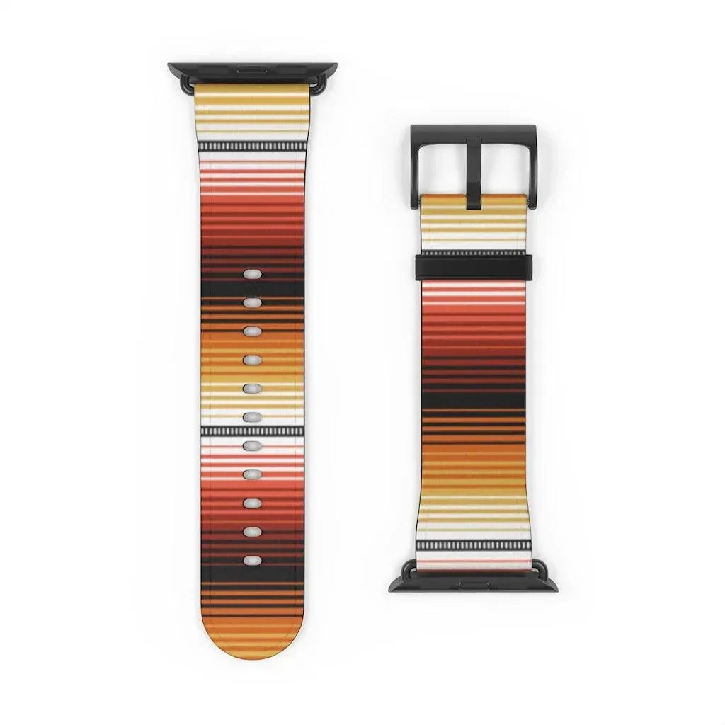 Mexican Red-Orange Serape Watch Band - The Global Wanderer