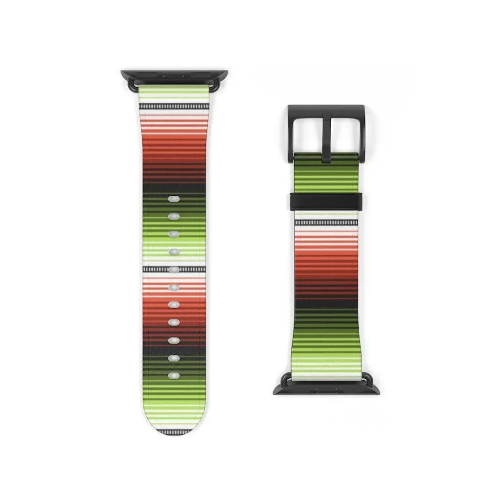 Red-Green Mexican Serape Watch Band - The Global Wanderer