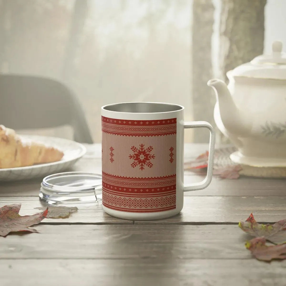 Scandinavian Christmas Light Red Insulated Coffee Mug - The Global Wanderer