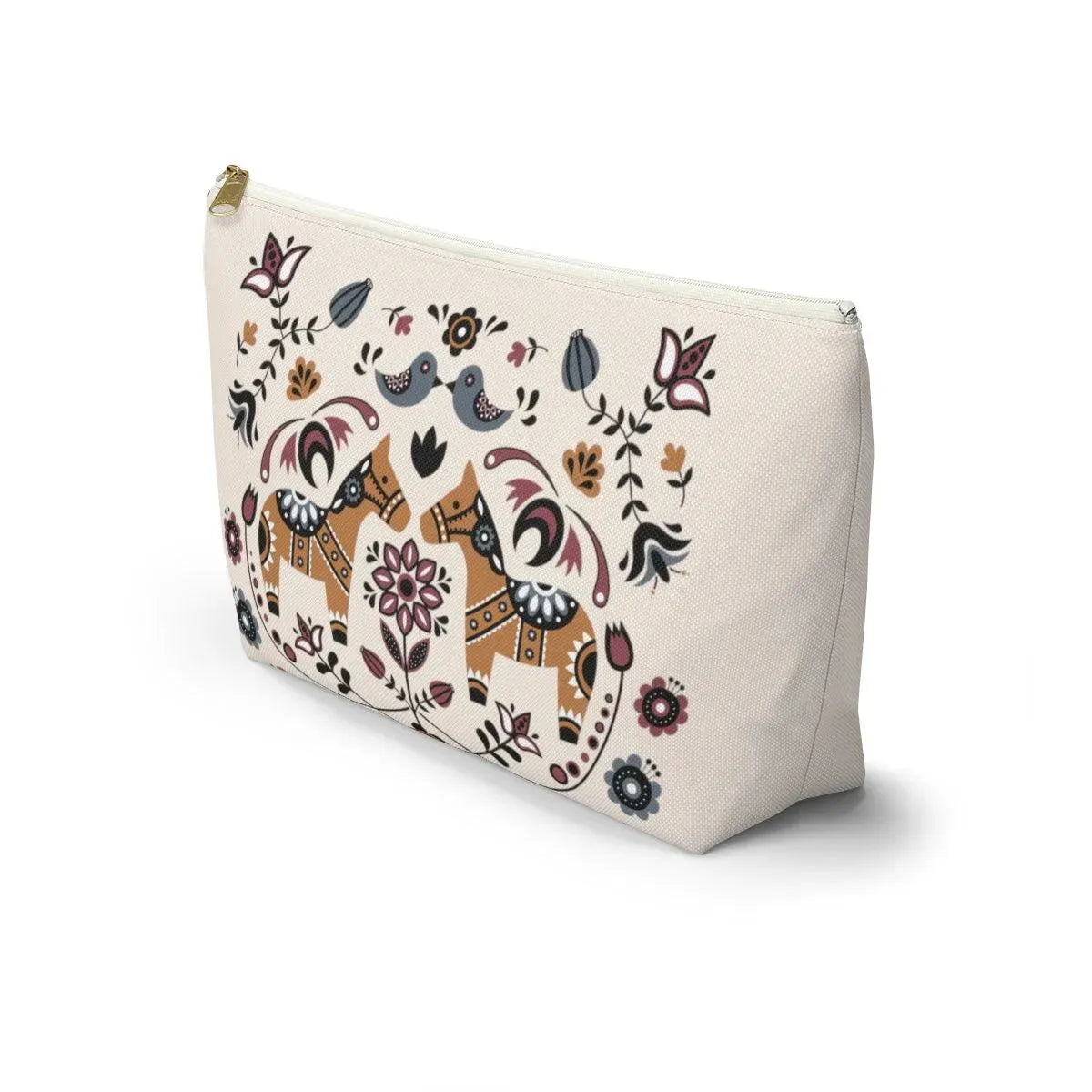 Swedish Dala Horse Beige Pouch - The Global Wanderer