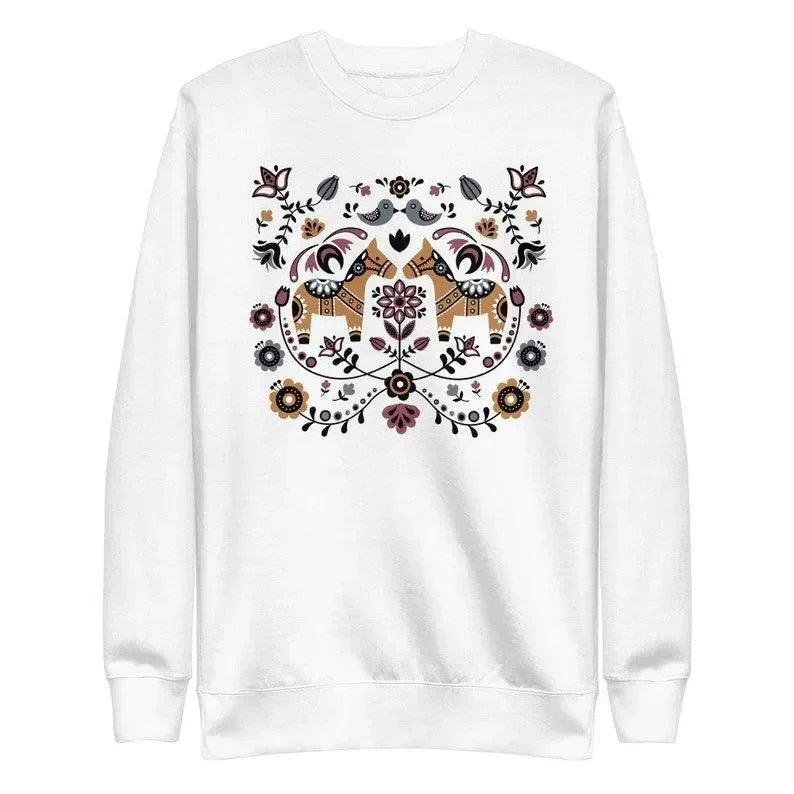 Swedish Dala Horse Fleece Sweatshirt - The Global Wanderer