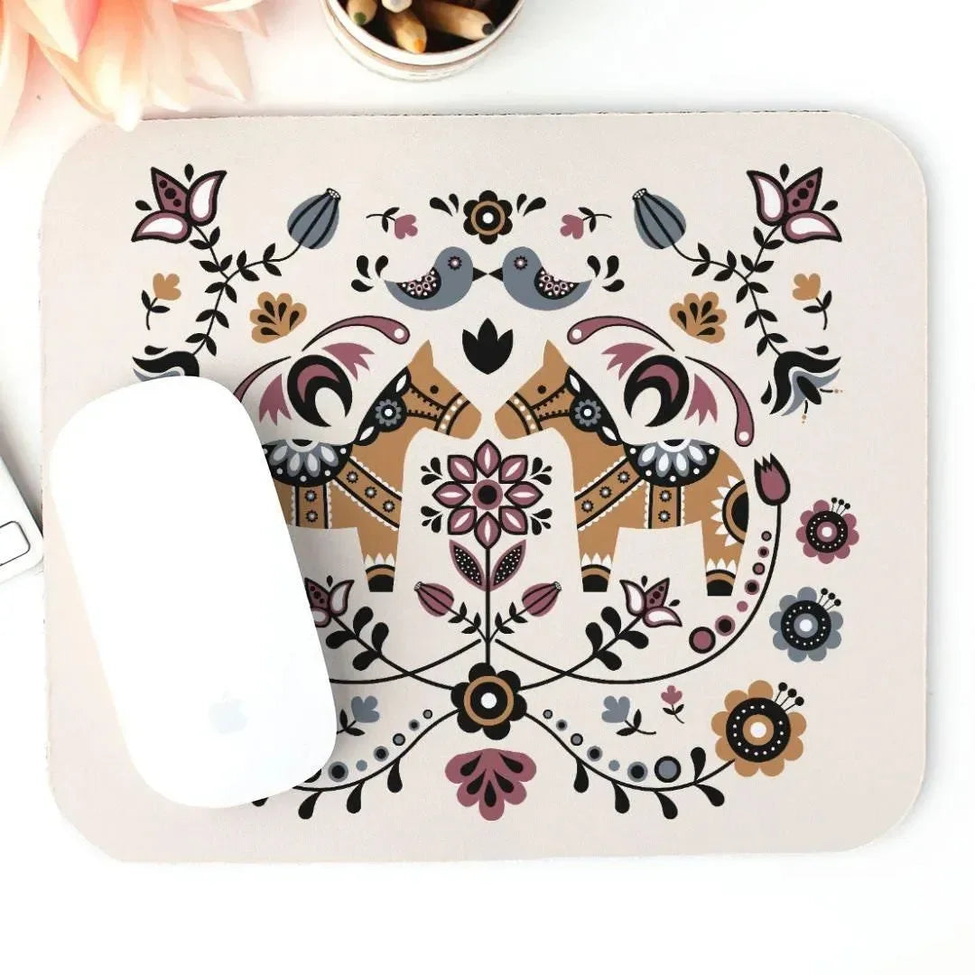 Swedish Dala Horse Mouse Pad - The Global Wanderer