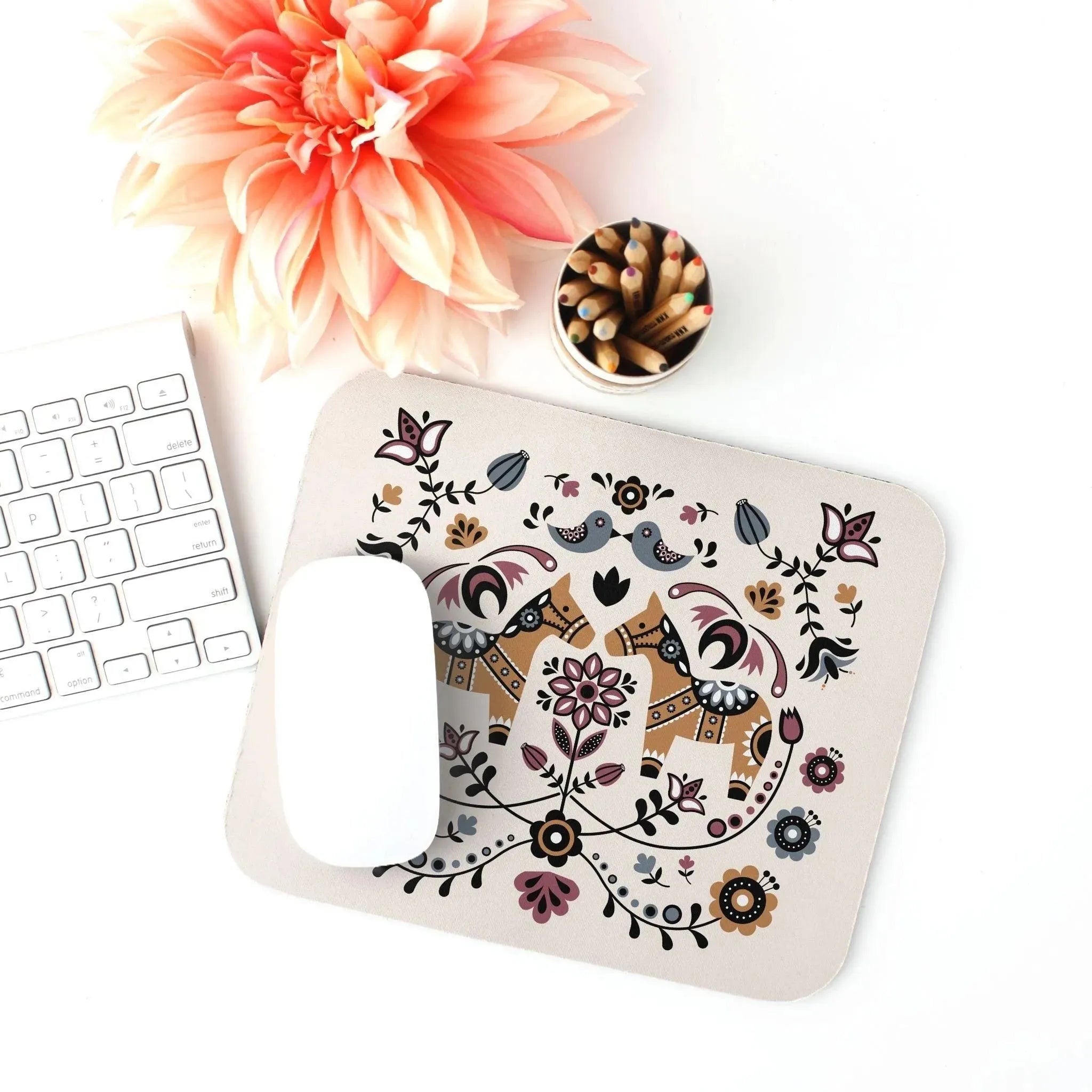 Swedish Dala Horse Mouse Pad - The Global Wanderer