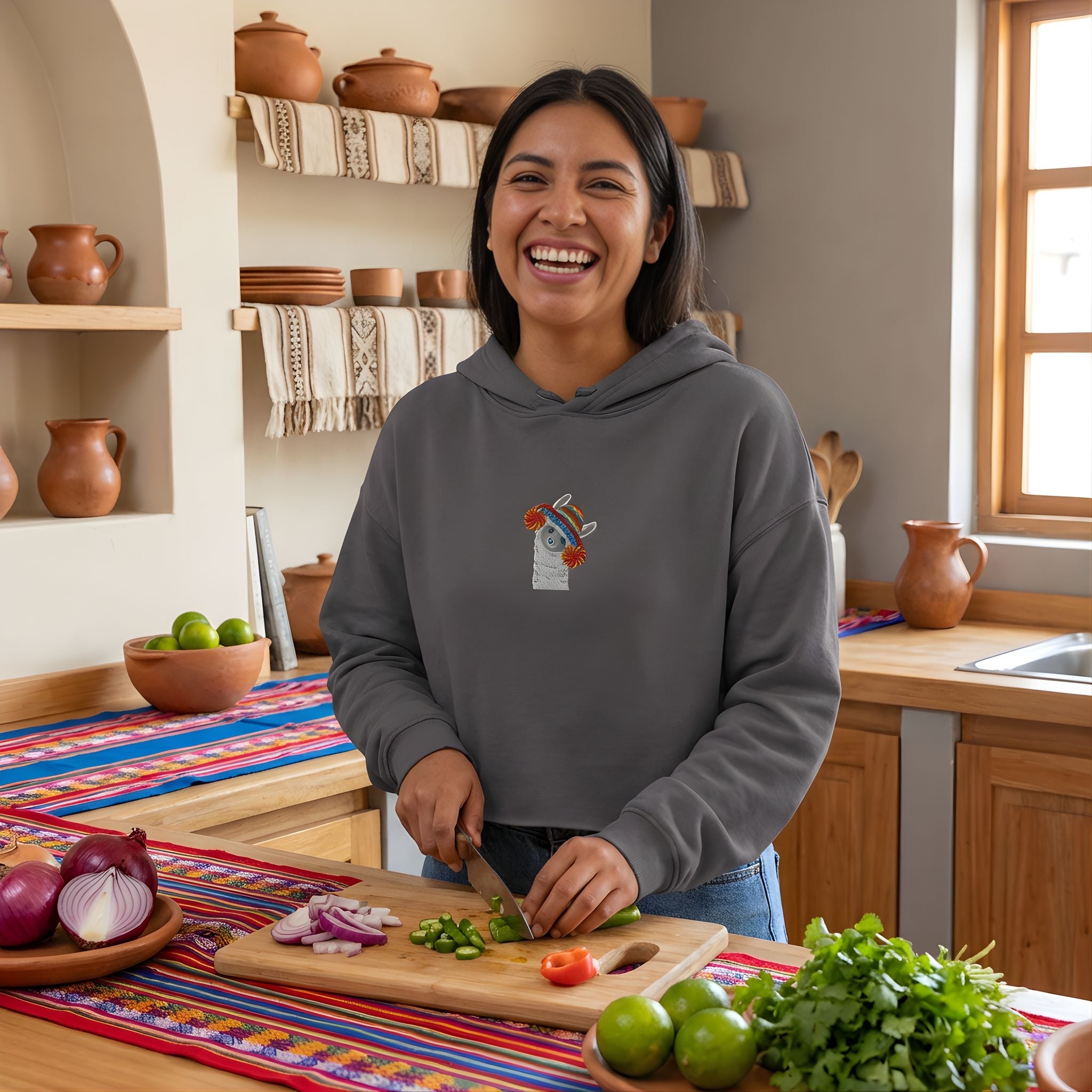 Embroidered Cropped Hoodies
