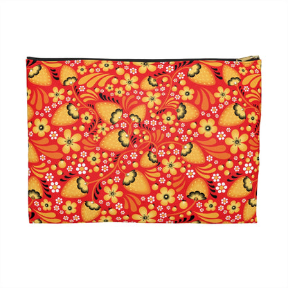 Russian Red Khokhloma Print Pouch