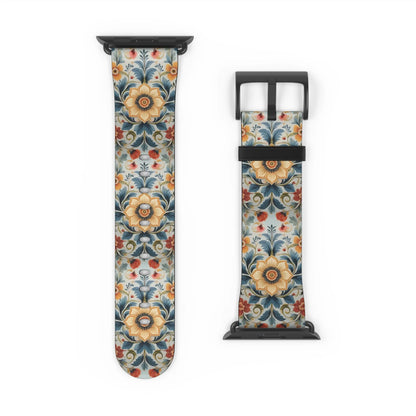 Norwegian Rosemaling Watch Band