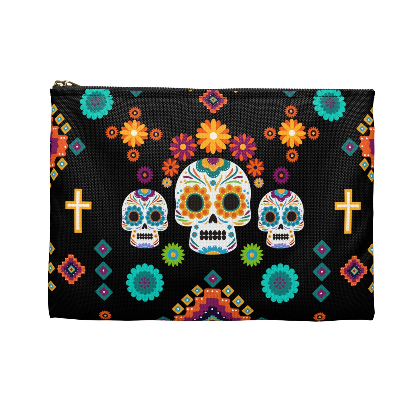 Mexican Day of the Dead Black Pouch