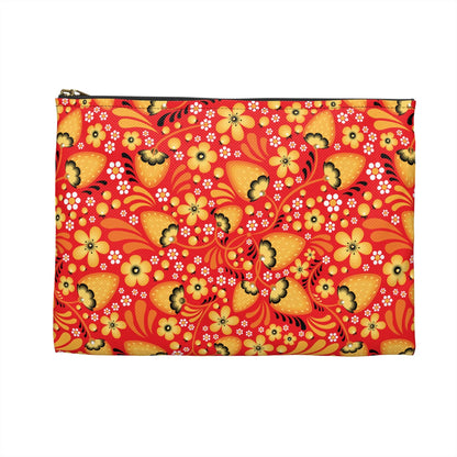 Russian Red Khokhloma Print Pouch