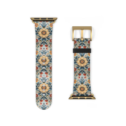 Norwegian Rosemaling Watch Band