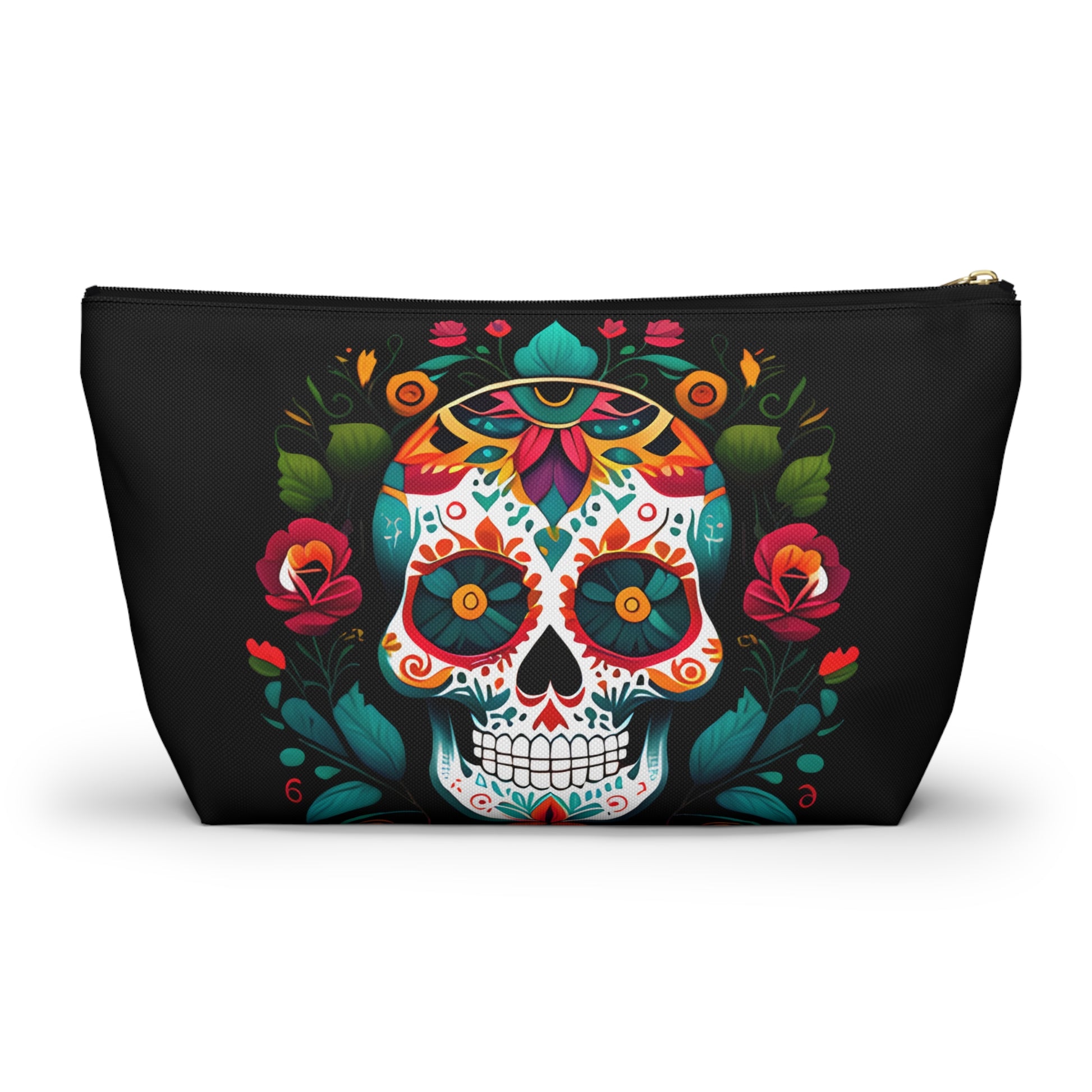 Mexican Sugar Skull Black Pouch - The Global Wanderer