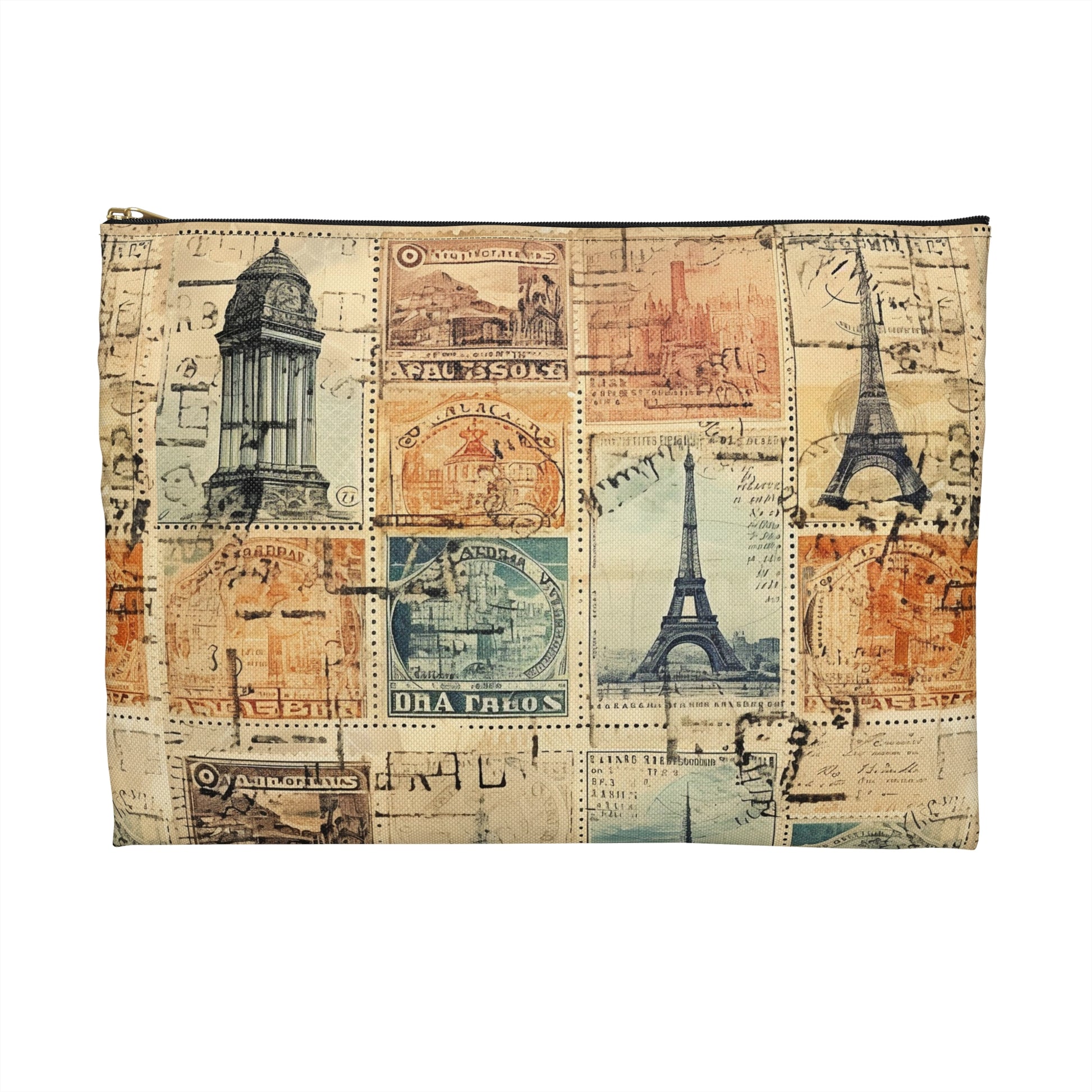 Vintage Travel Stamps Print Pouch - The Global Wanderer