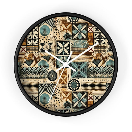 Pacific Islands Tapa Cloth Wall Clock