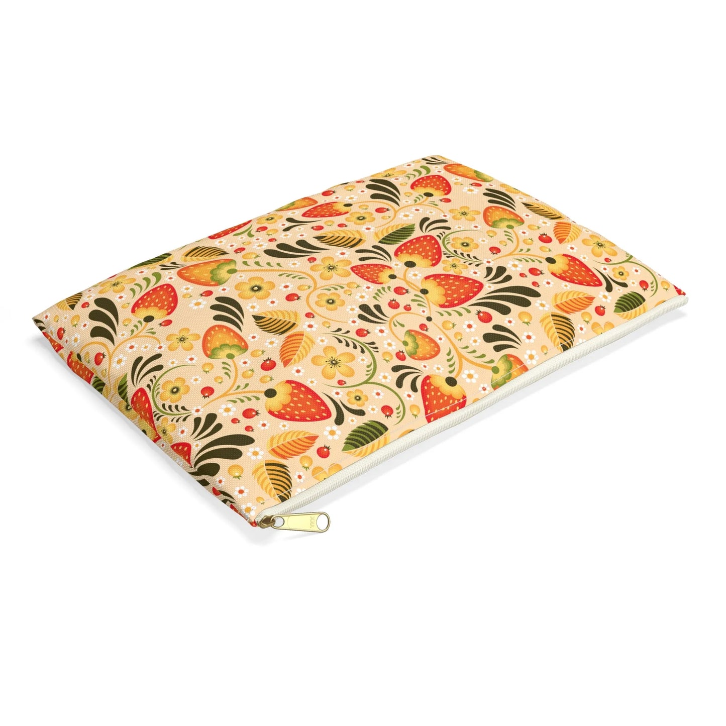 Russian Beige Khokhloma Print Pouch