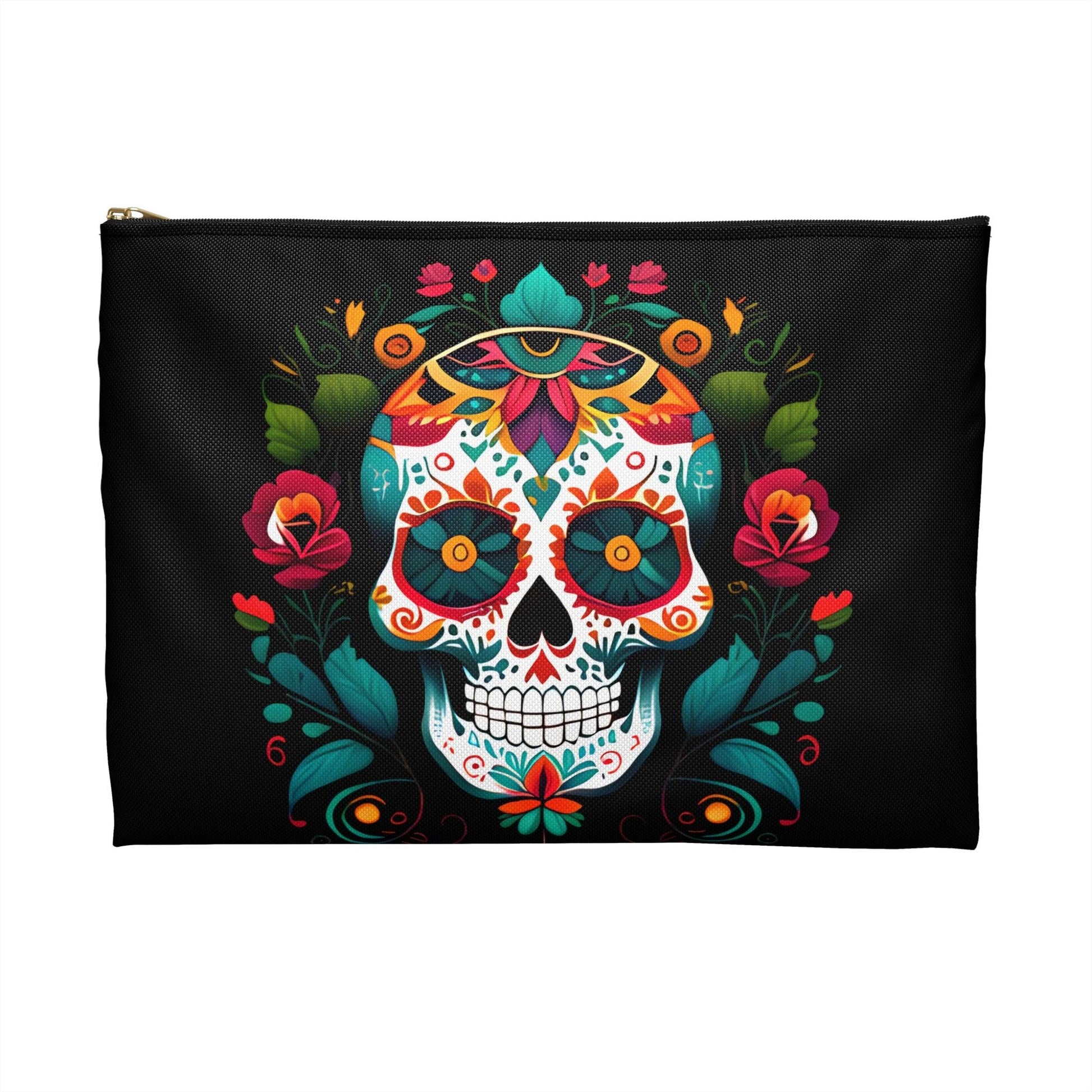 Mexican Sugar Skull Black Pouch - The Global Wanderer