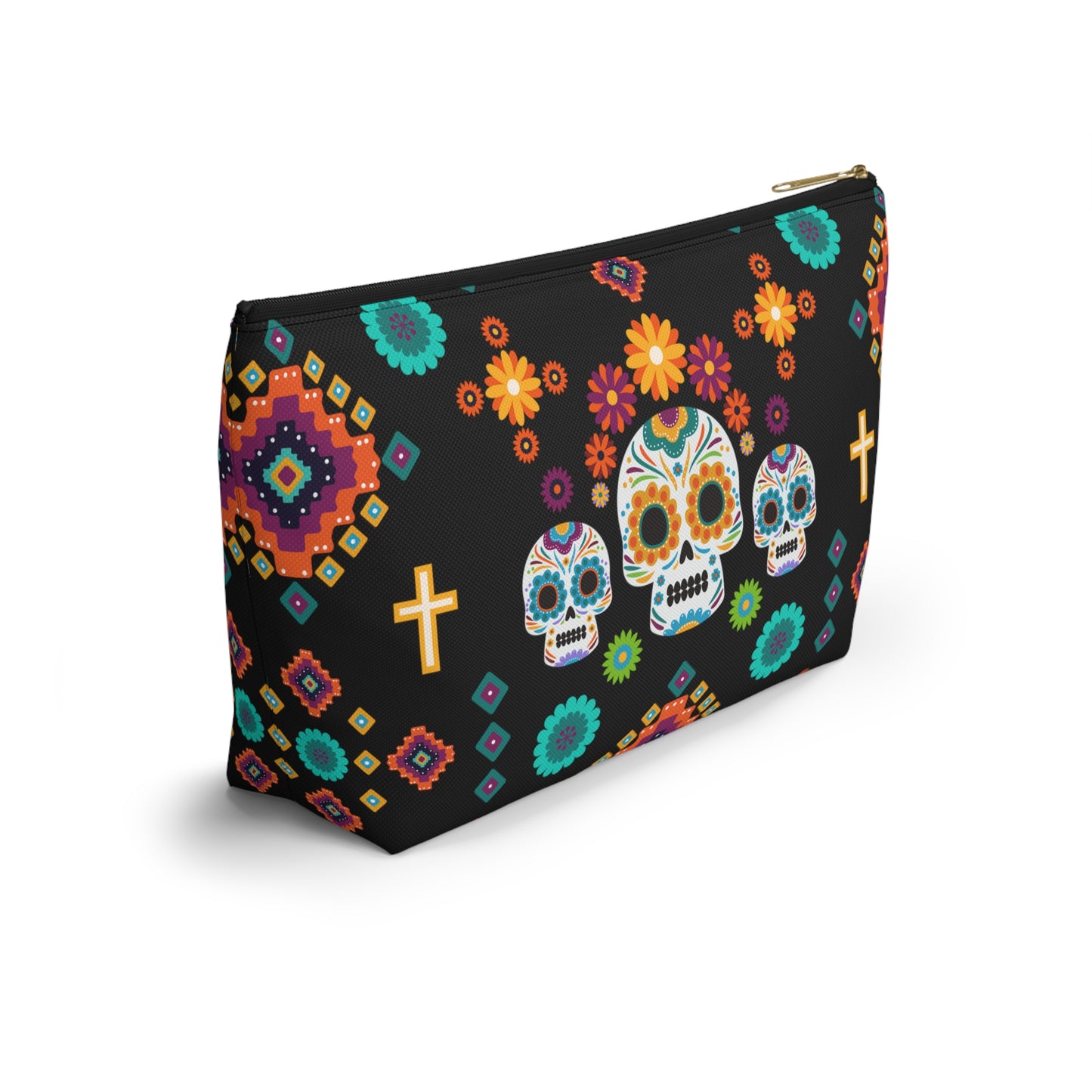 Mexican Day of the Dead Black Pouch