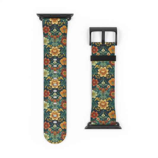 Norwegian Rosemaling Watch Band