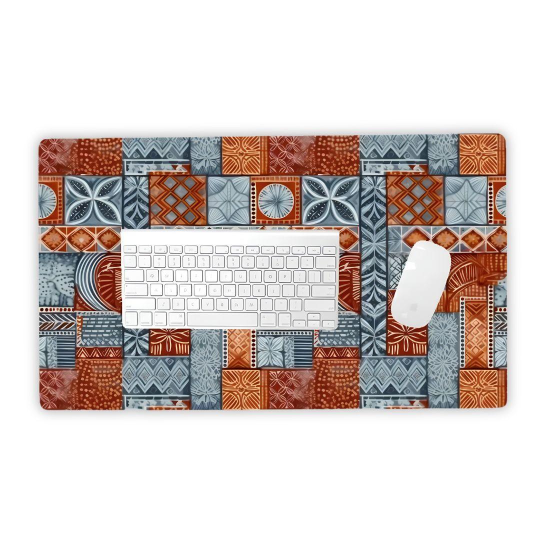 Coral Path Tapa Cloth Desk Mat - The Global Wanderer