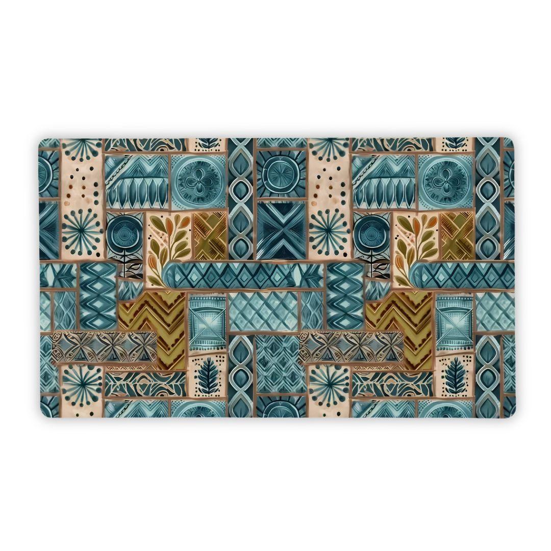Lagoon Current Tapa Cloth Desk Mat - The Global Wanderer