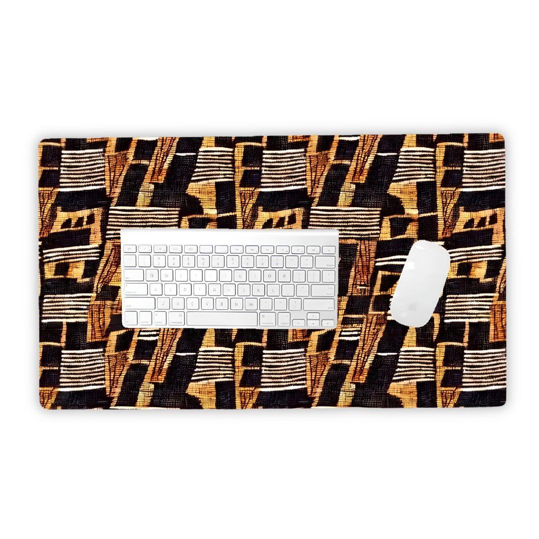 Timbuktu Gold Mud Cloth Print Desk Mat - The Global Wanderer