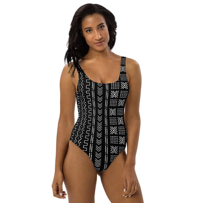 African Mud Cloth One-Piece Swimsuit - The Global Wanderer