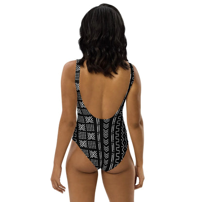 African Mud Cloth One-Piece Swimsuit - The Global Wanderer