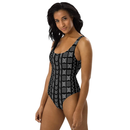 African Mud Cloth One-Piece Swimsuit - The Global Wanderer