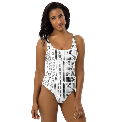 African Mud Cloth One-Piece Swimsuit - The Global Wanderer