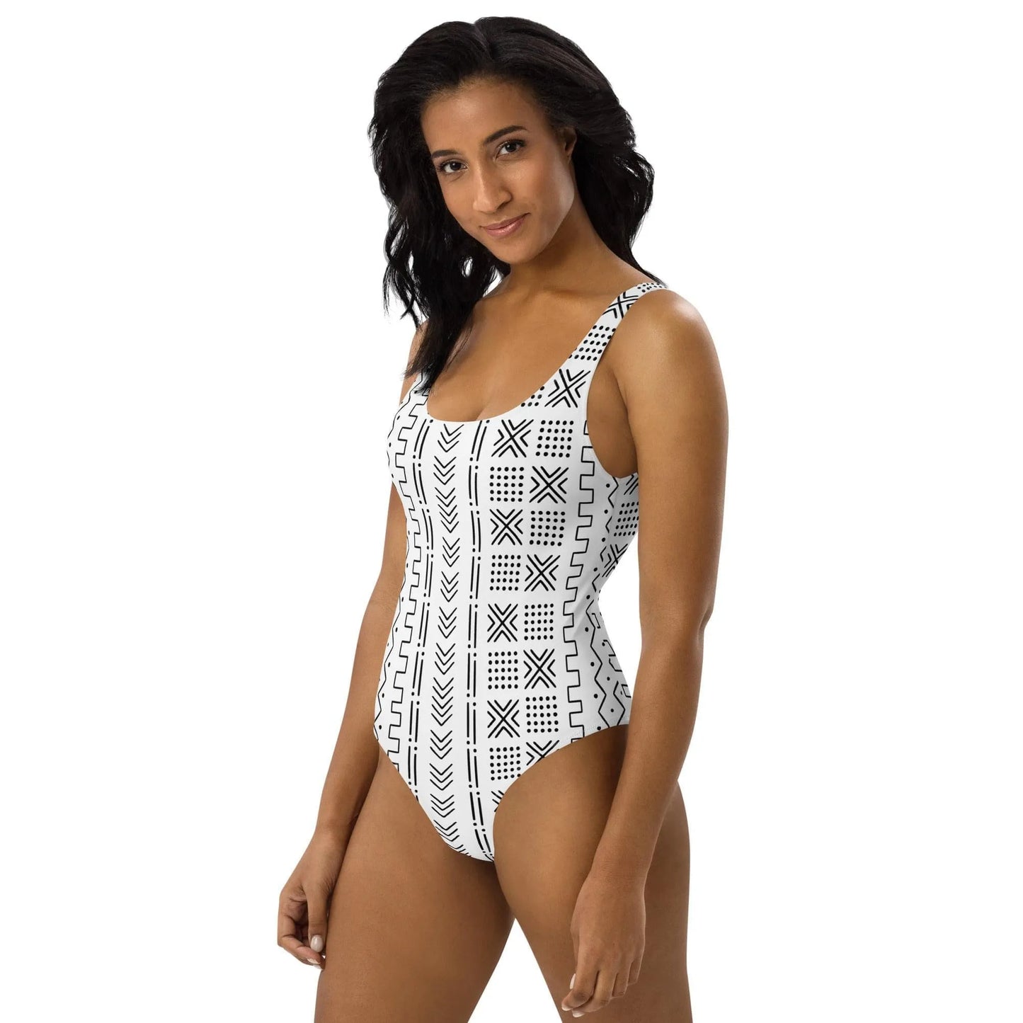 African Mud Cloth One-Piece Swimsuit - The Global Wanderer