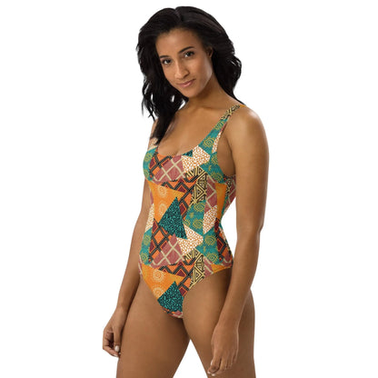 African Patchwork One-Piece Swimsuit - The Global Wanderer